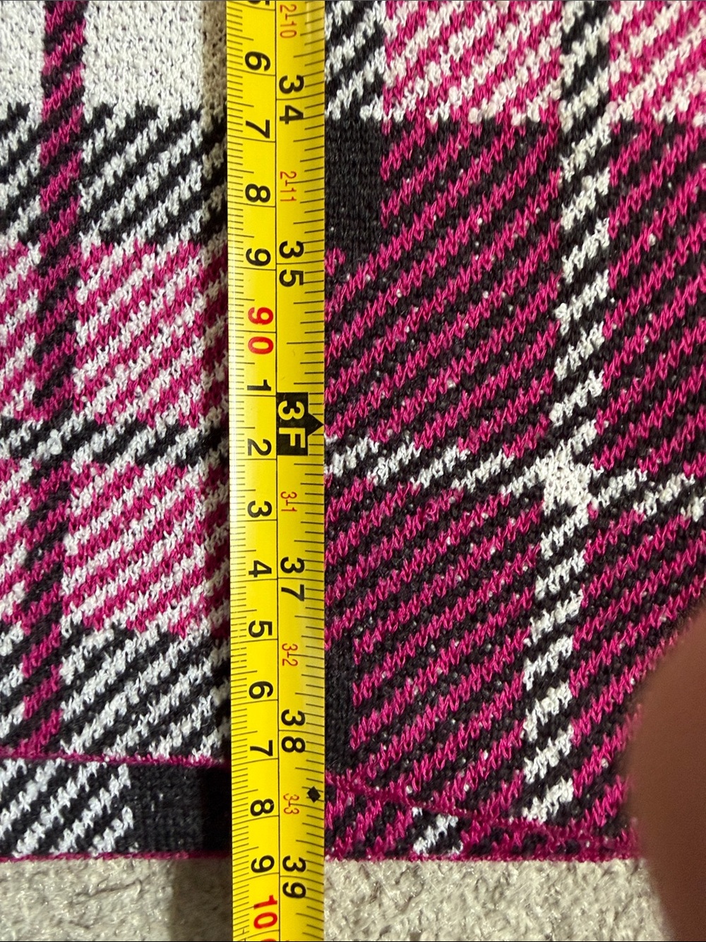 St. John Collection Pink Black White Plaid Slub Knit Wool Blend Midi Dress Sz 4 - Picture 11 of 12